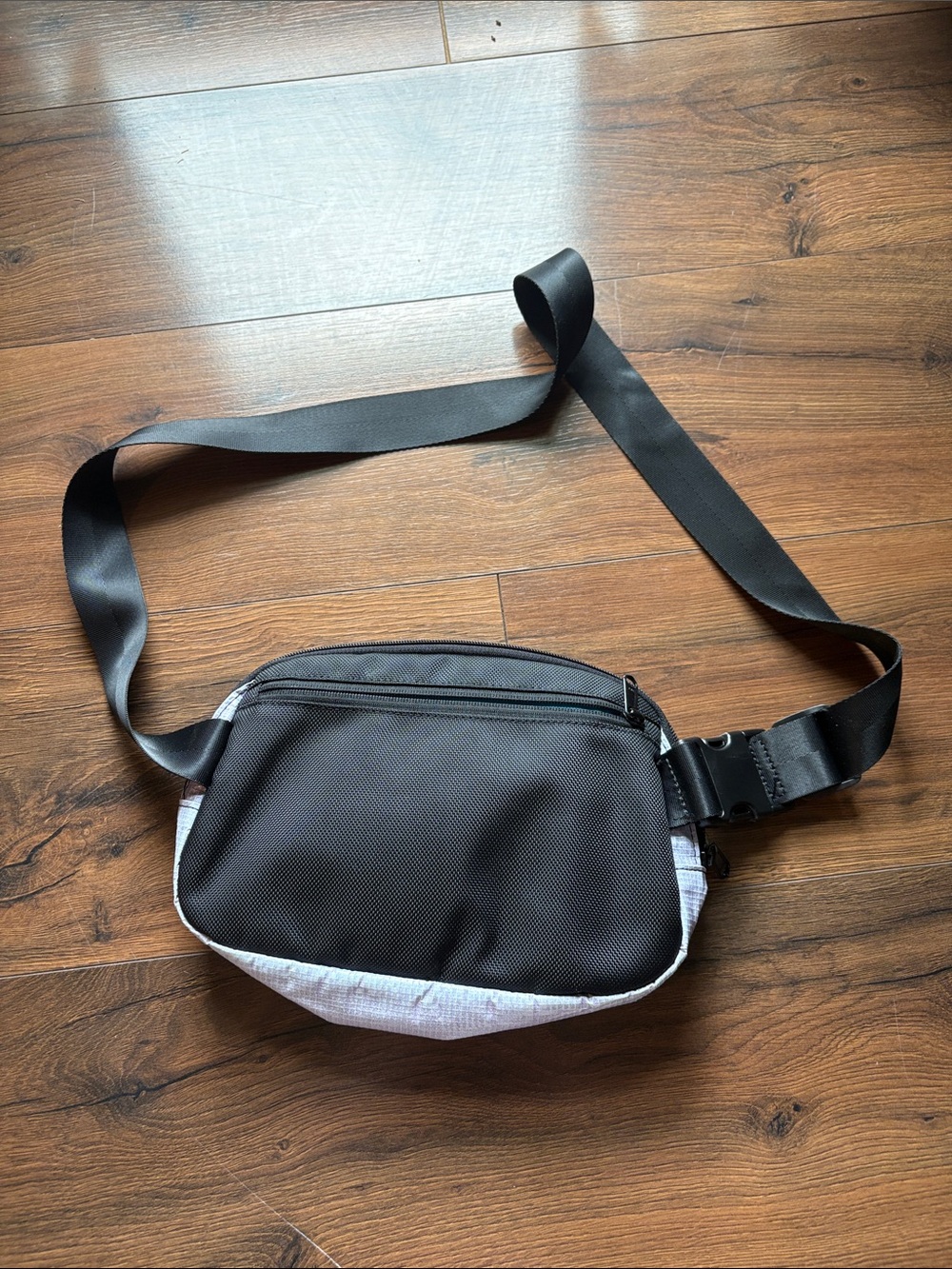 Women's Light Gray Crossbody Bag with Black Strap - Picture 2 of 3